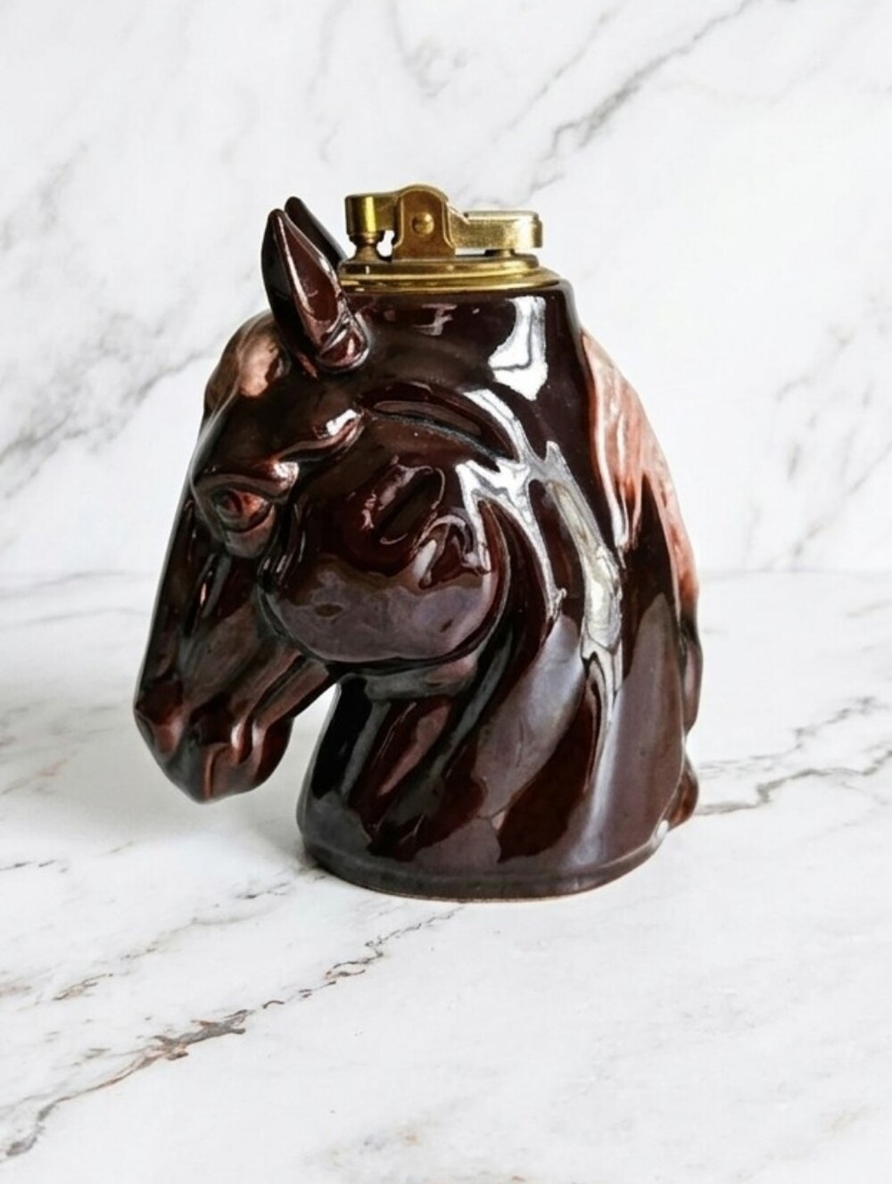 Mid Century Japan Ceramic Horse Head Vintage Barware Statue Decor